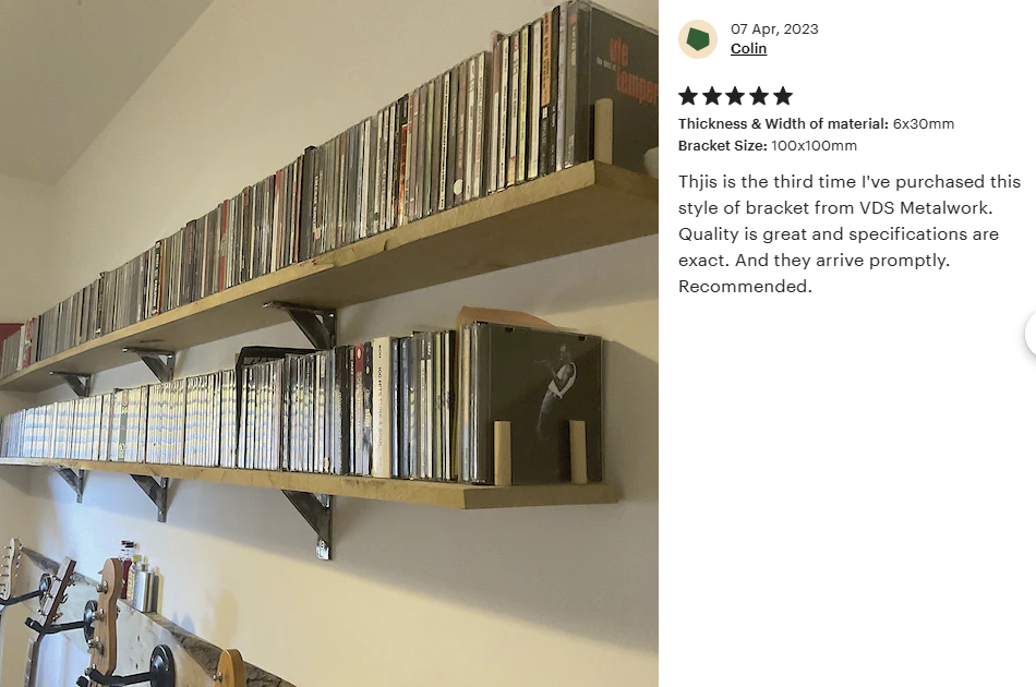 Heavy duty shelf bracket with support brace (single)