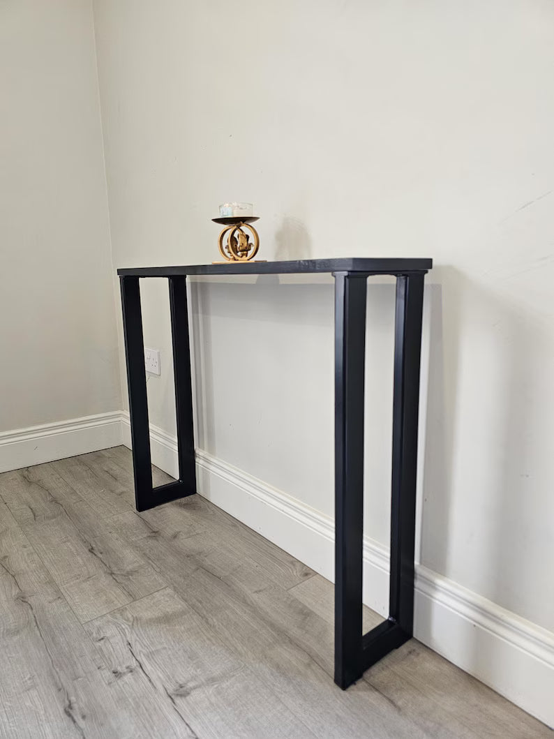 Handcrafted Console Table Legs Black Painted Metal hallway entryway 50X25mm box