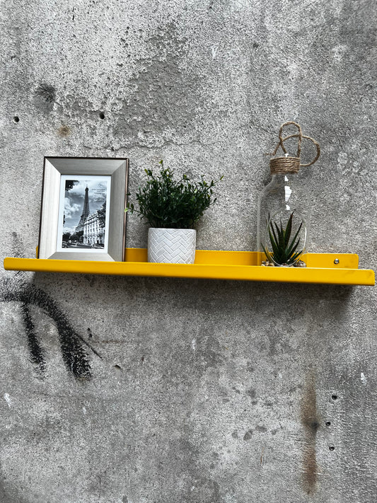 Yellow metal shelf