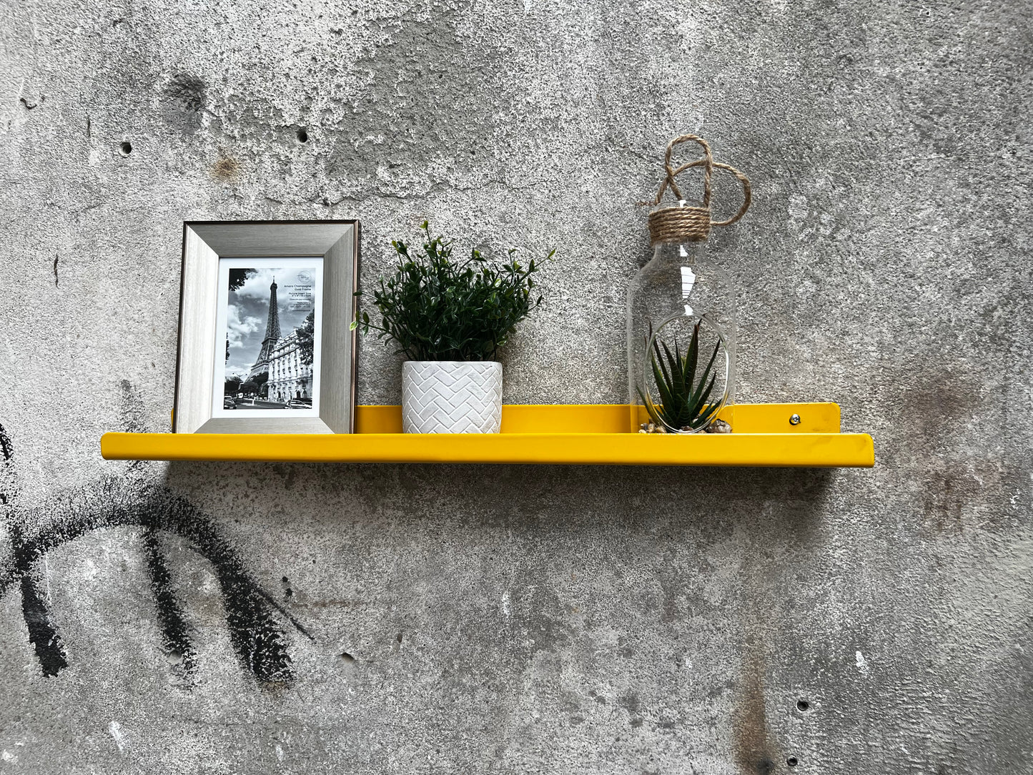 Yellow metal shelf