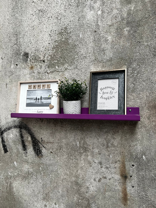 Purple metal shelf