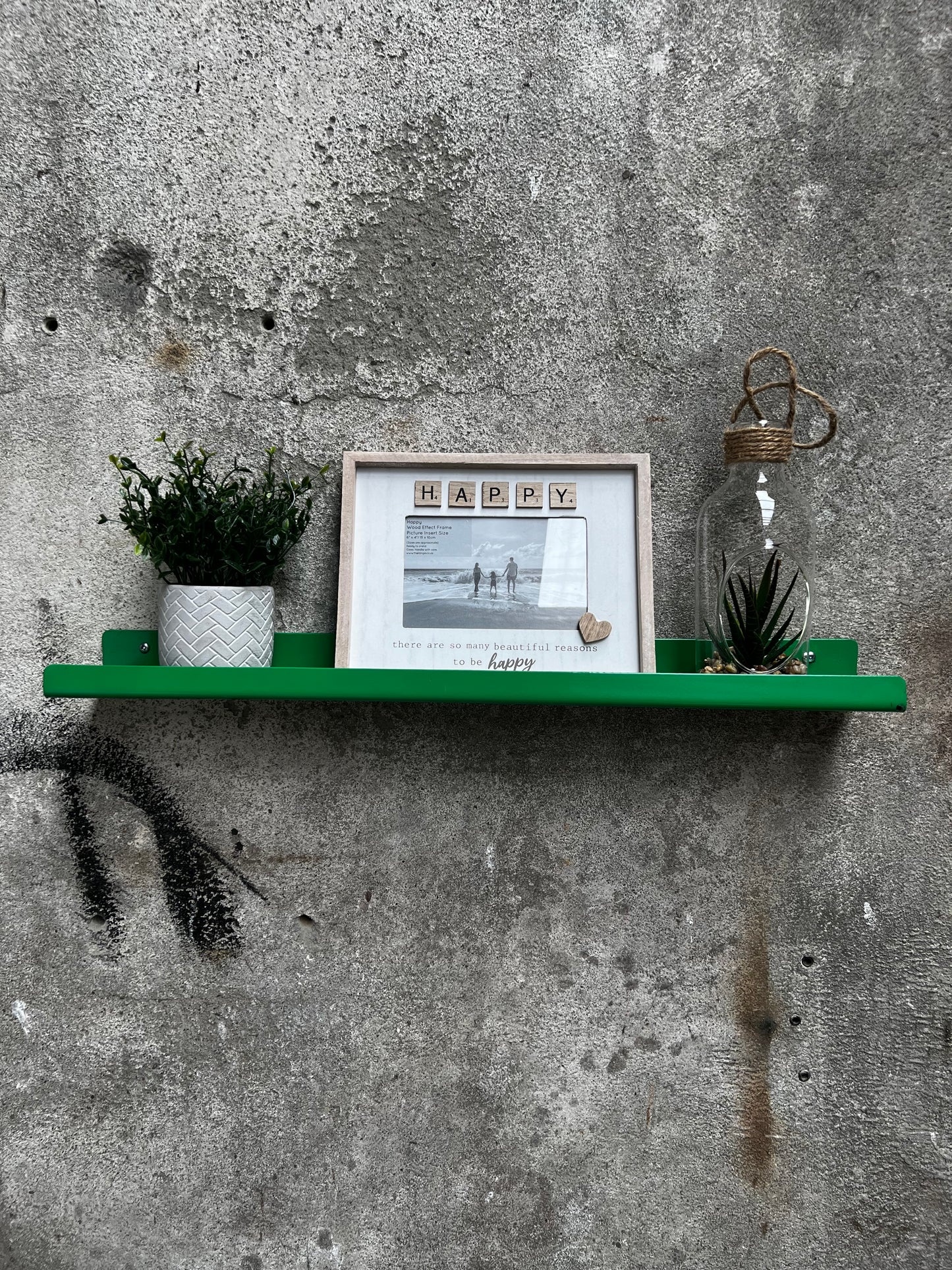 Green metal shelf