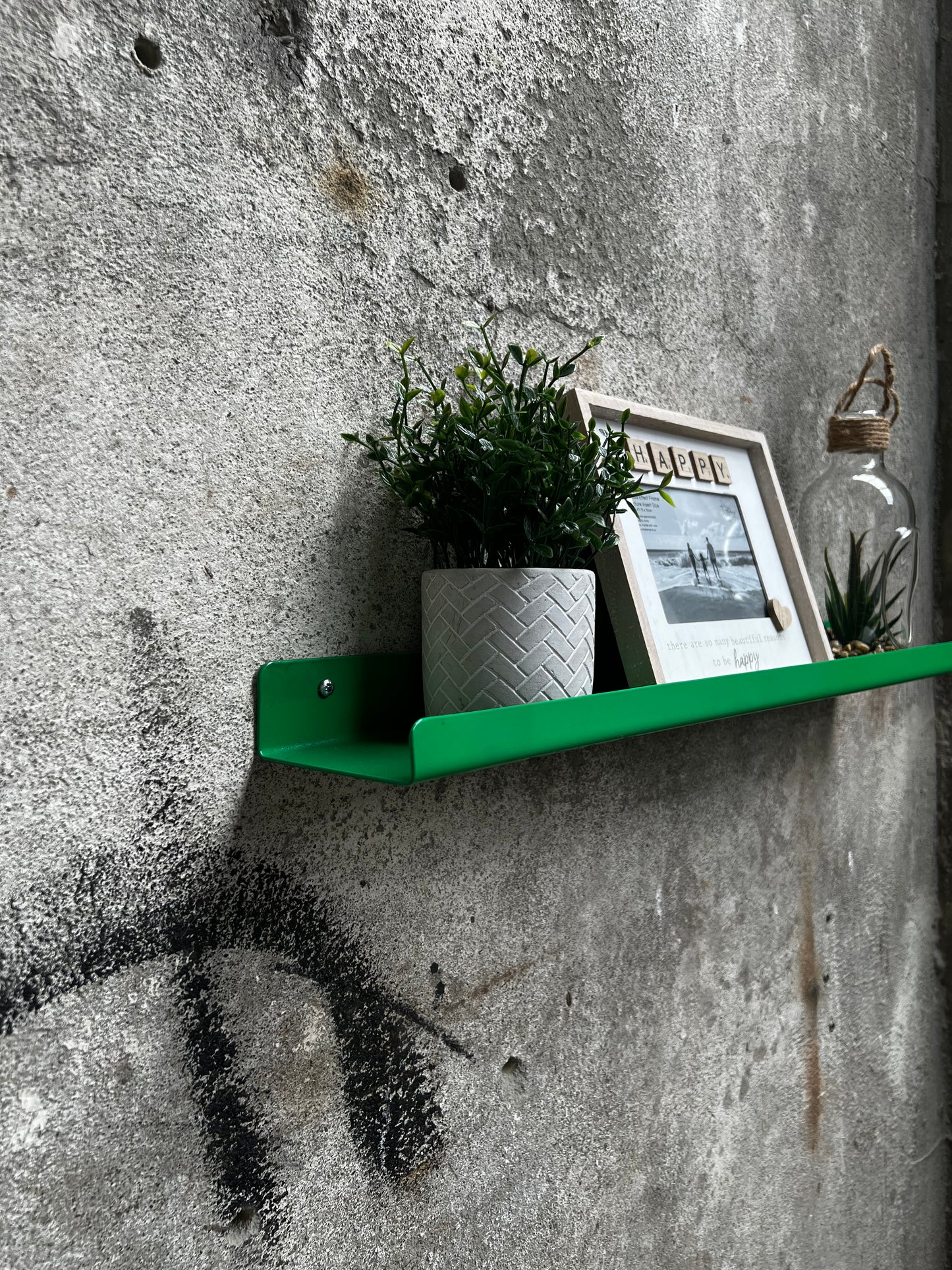 Green metal shelf