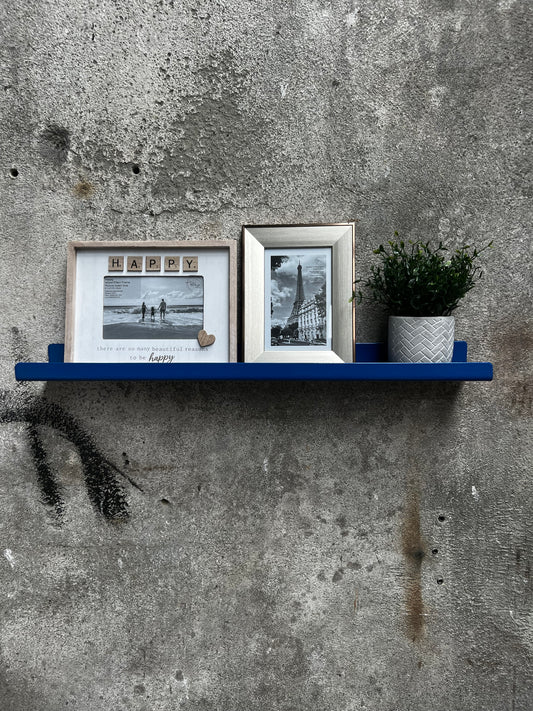 Blue metal shelf