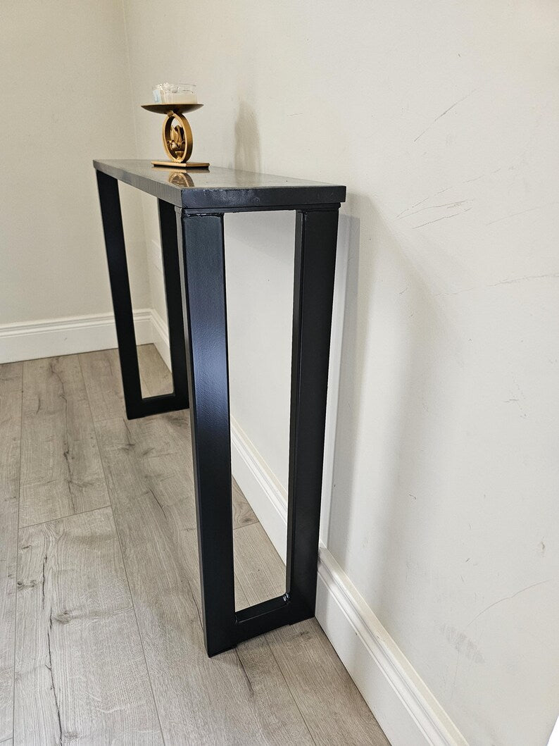 Handcrafted Console Table Legs Black Painted Metal hallway entryway 50X25mm box
