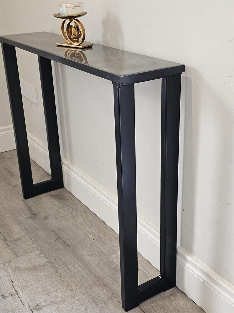 Handcrafted Console Table Legs Black Painted Metal hallway entryway 50X25mm box