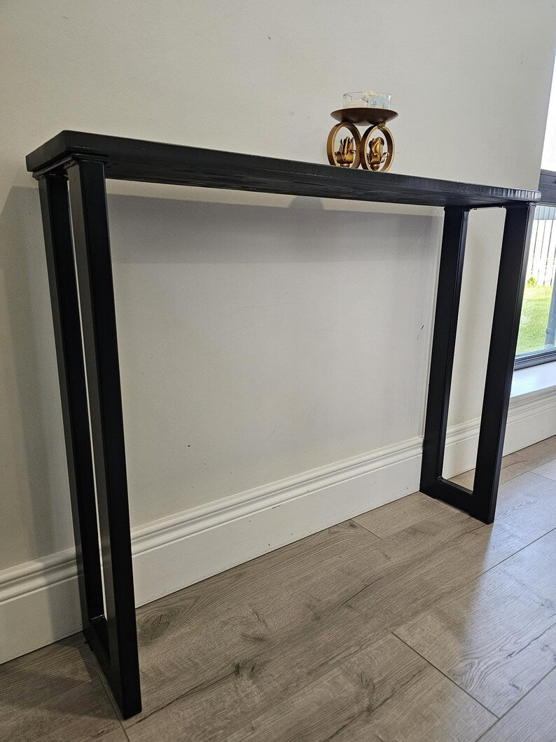 Handcrafted Console Table Legs Black Painted Metal hallway entryway 50X25mm box