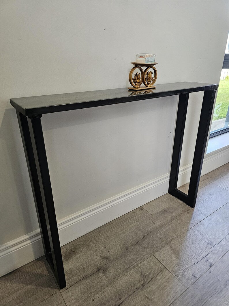 Handcrafted Console Table Legs Black Painted Metal hallway entryway 50X25mm box