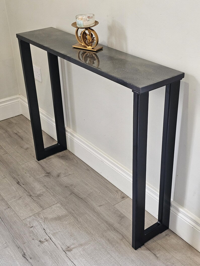 Handcrafted Console Table Legs Black Painted Metal hallway entryway 50X25mm box