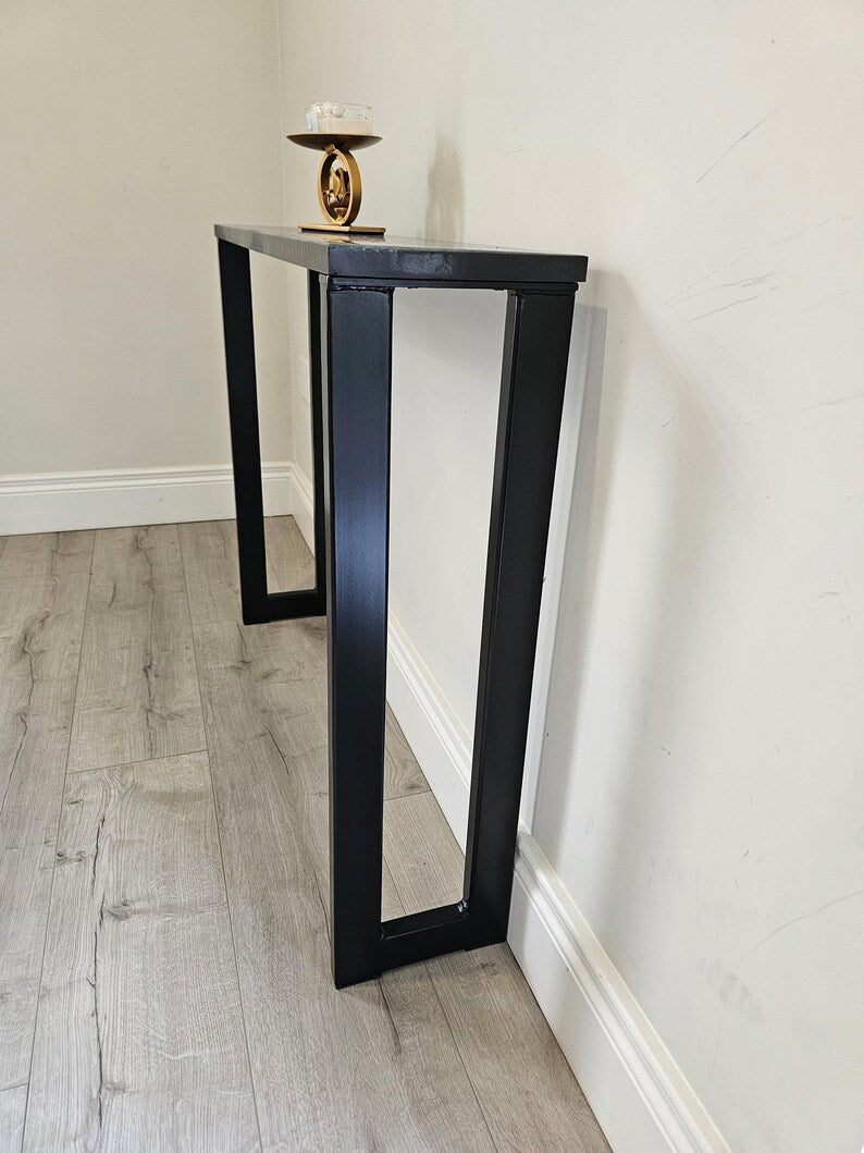 Handcrafted Console Table Legs Black Painted Metal hallway entryway 50X25mm box