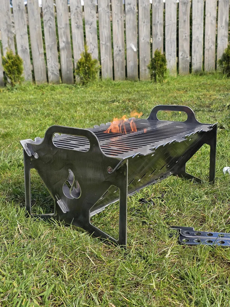 Portable Fire Pit / BBQ – Steel metal Outdoor Camping Fire Bowl