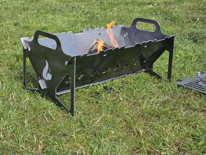 Portable Fire Pit / BBQ – Steel metal Outdoor Camping Fire Bowl