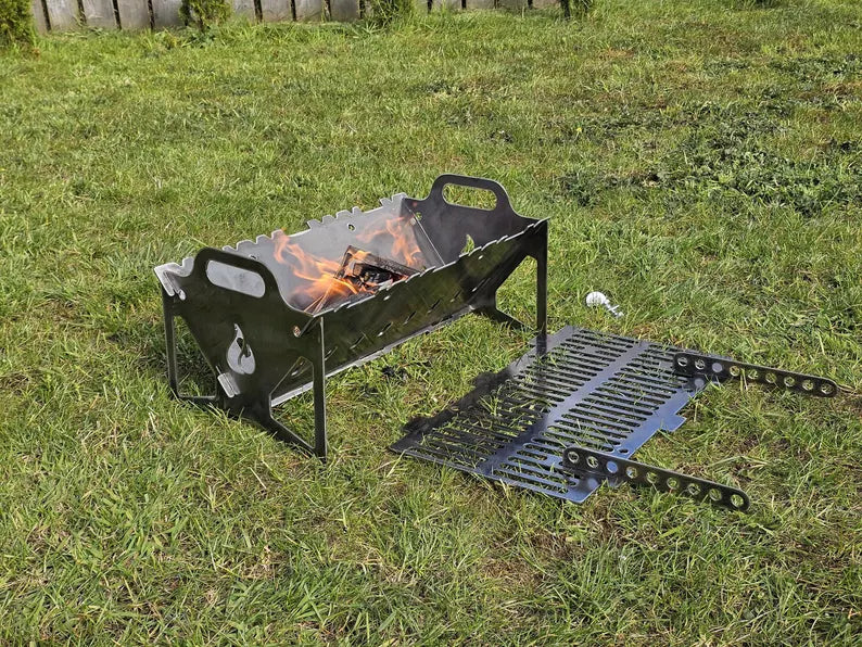Portable Fire Pit / BBQ – Steel metal Outdoor Camping Fire Bowl