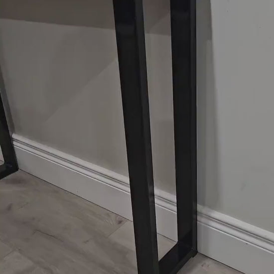 Handmade steel console table legs with black powder coated finish