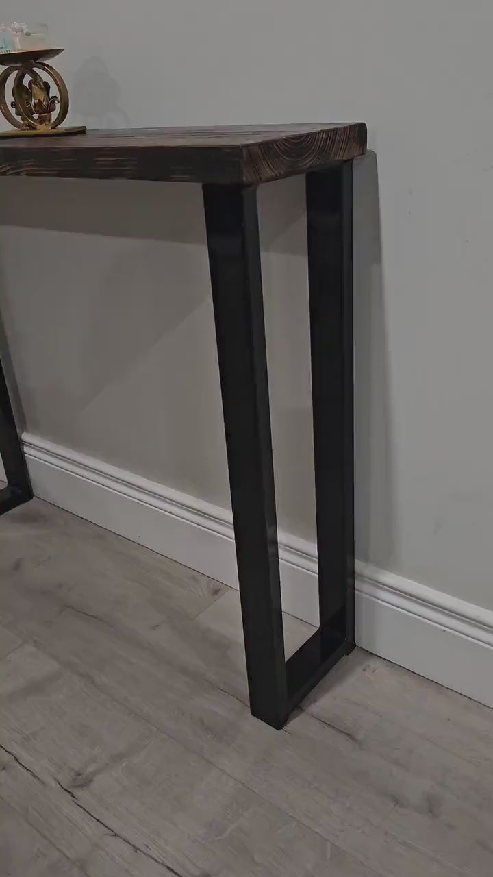 Handmade steel console table legs with black powder coated finish