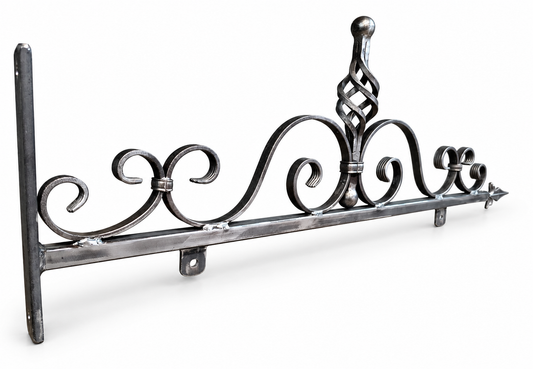 SB3 steel sign bracket with ornate scrollwork and twisted centre