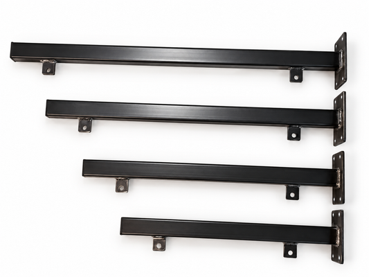 SB7 straight steel sign brackets shown in different lengths