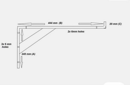 shelf bracket with support brace 444